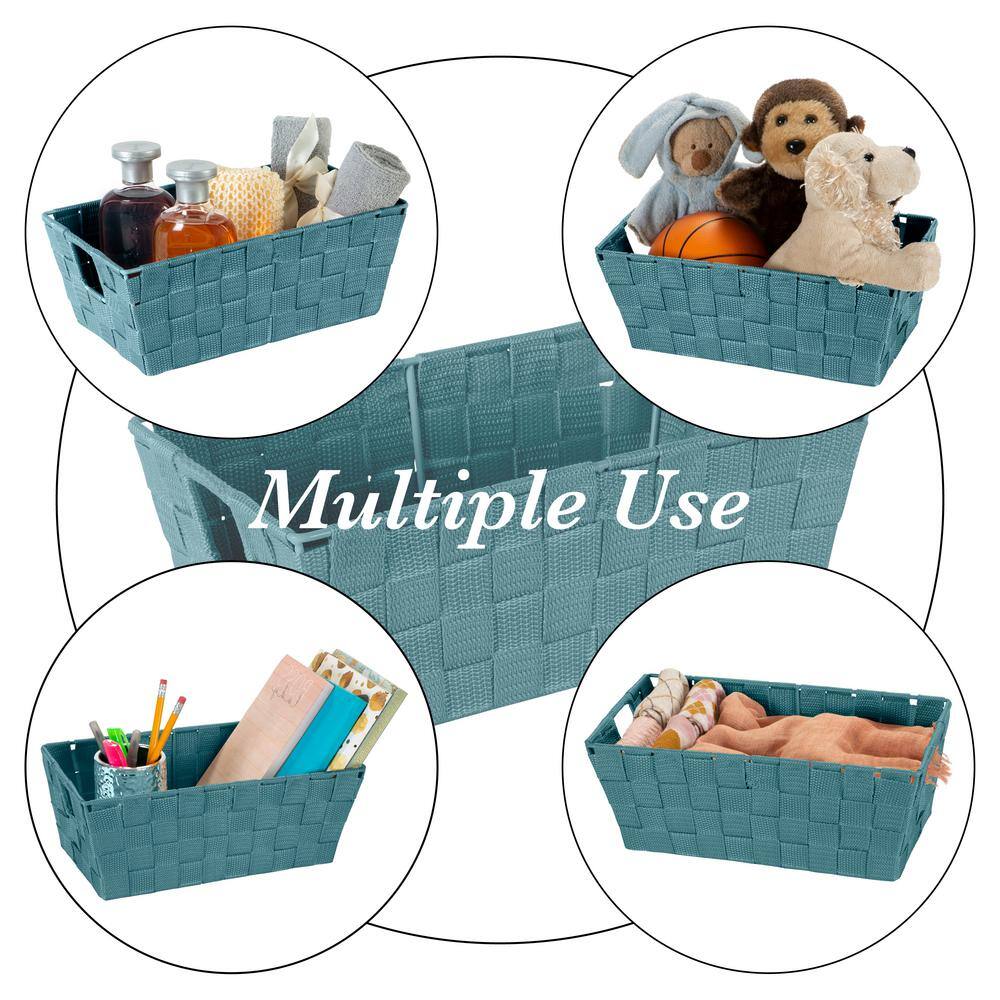Sapphire Woven Polypropylene Lidded Storage Box with Epoxy Wire Frame