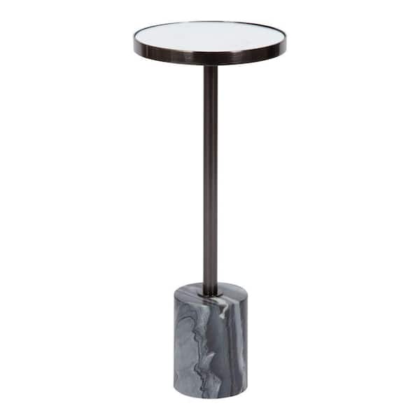 Kate and Laurel Hescott 10 in. W Pewter Round Contemporary Metal End Table