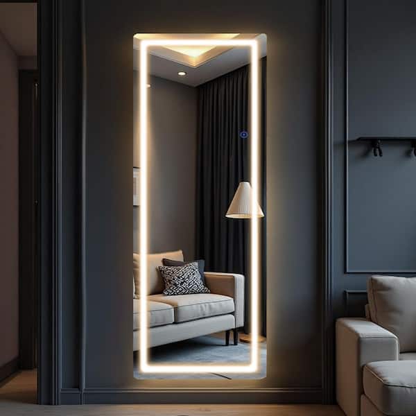 Silver 19.5 in. W x 62.4 in. H Rounded Rectangle Aluminum Alloy Full Length Mirror