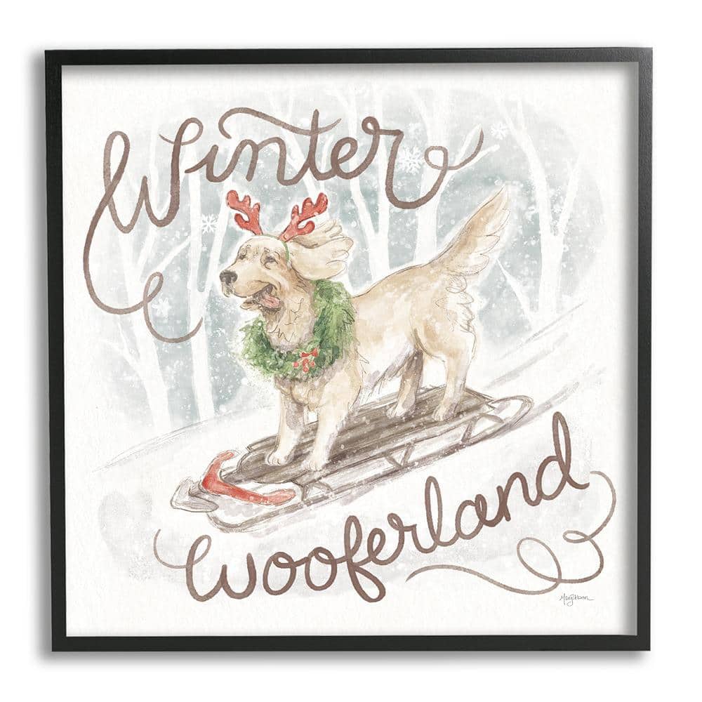 Winter Wooferland Dog by Mary Urban 1-Piece Framed Graphic Print Animal Poster Art Print 24 in. x 24 in. price history on PriceWatchPro