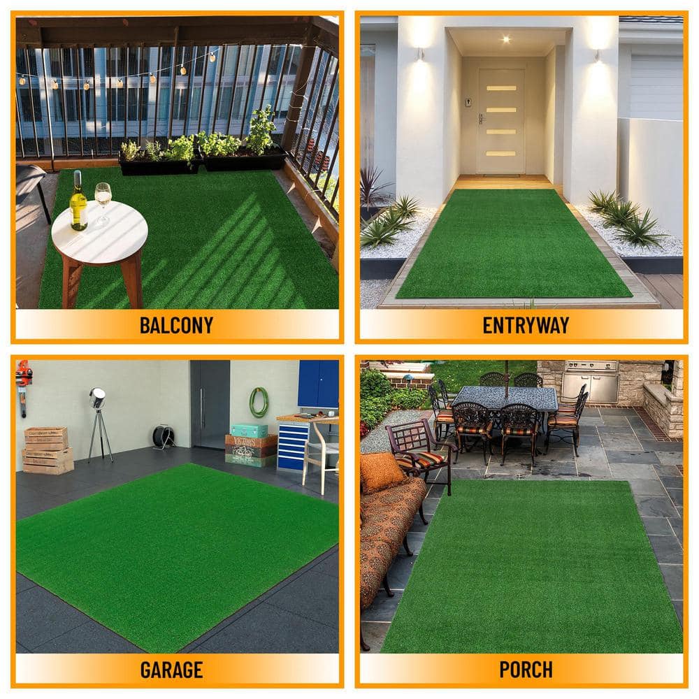 Evergreen 8ft x 10ft Green Artificial Grass Rug with Latex Backing