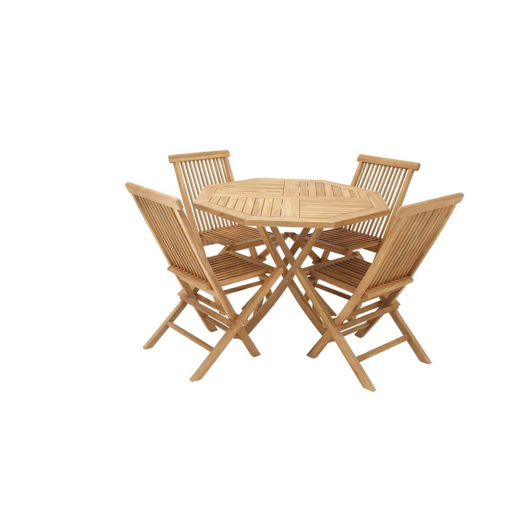 Traditional Teak 4-Person Octagonal Outdoor Dining Set