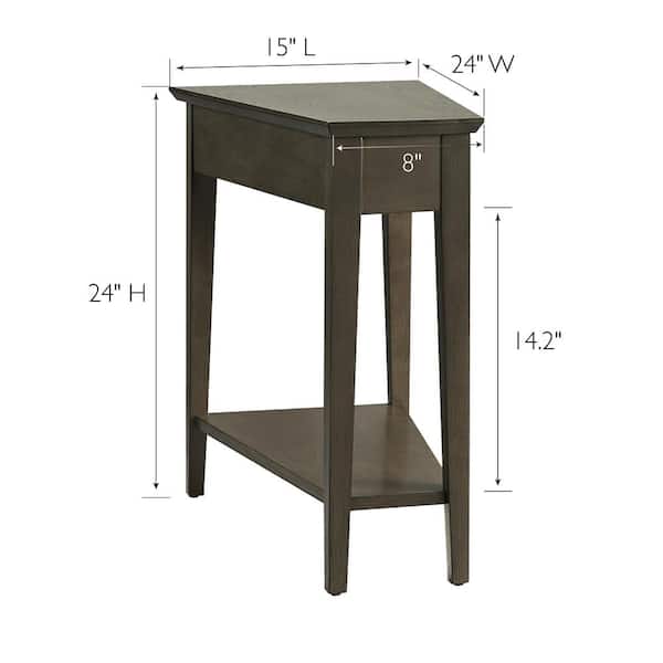 Favorite Finds 24 in. Smoke Gray Solid Wood Recliner Wedge Table