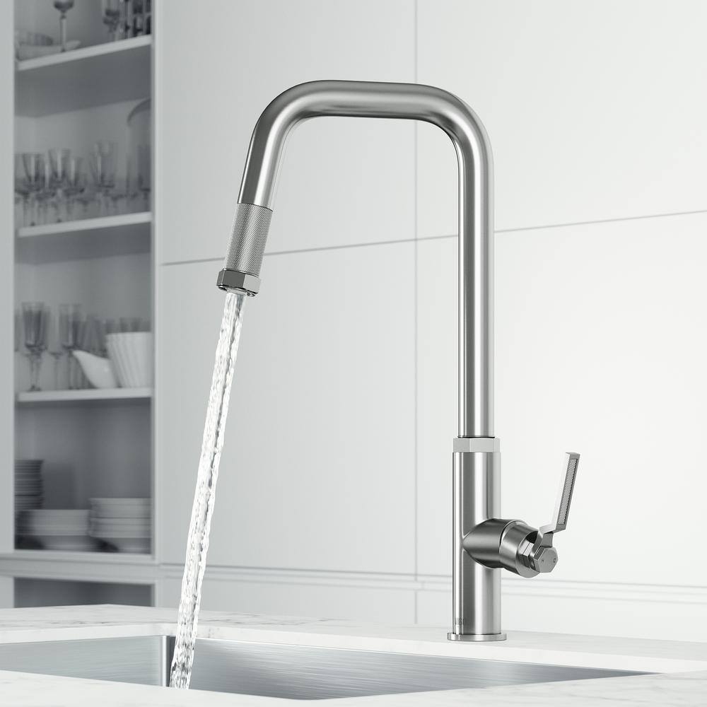 VIGO Hart Angular Single Handle Pull-Down Spout Kitchen Faucet in ...
