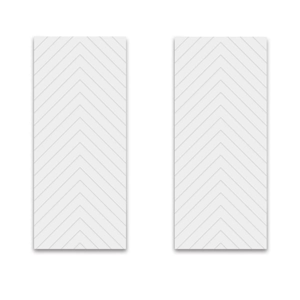 CALHOME 84 in. x 80 in. Hollow Core White Painted Composite MDF Interior Double Closet Sliding Doors