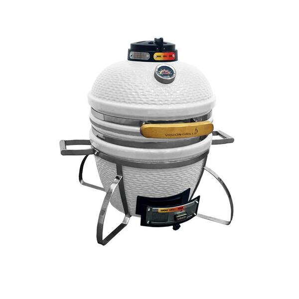 VISION GRILLS Cadet Kamado Charcoal Grill in White