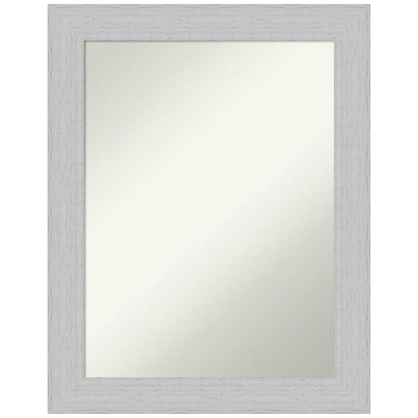 Amanti Art Shiplap White 22.25 in. H x 28.25 in. W Wood Framed Non-Beveled Wall Mirror in White