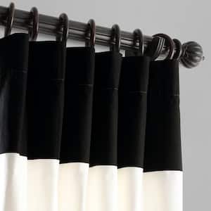 Onyx Black and Off White Striped Rod Pocket Room Darkening Curtain - 50 in. W x 96 in. L (1 Panel)