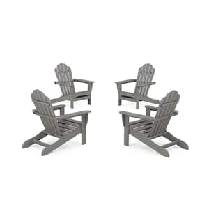 Monterey Bay 4-Piece Plastic Patio Conversation Set Adirondack Chair in Stepping Stone