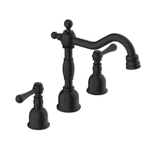 Opulence Widespread Double-Handle Deck Mount Bathroom Faucet Metal Touch Down Drain 1.2 GPM in Black