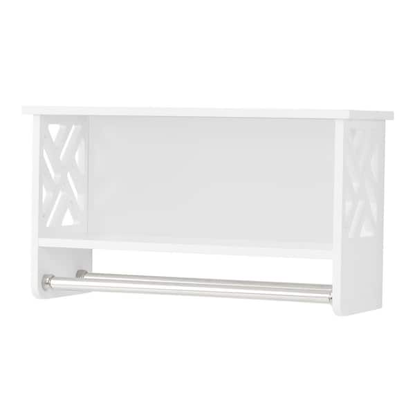 Coventry 25 in. W x 14 in. H Wall-Mounted Bath Shelf with Two Towel Rods in White