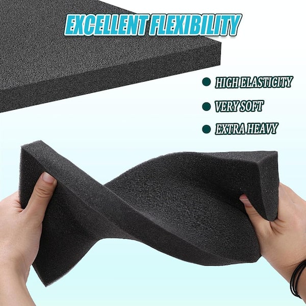 Black Foam Padding 16x12x1 Inch Polyurethane High Density