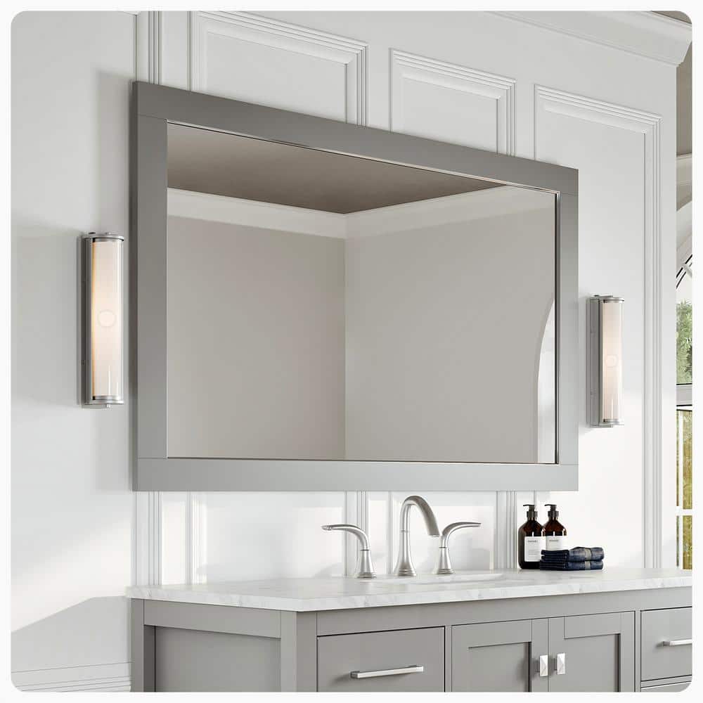 Brushed Wood 48" Rectangular Vanity Wall Mirror