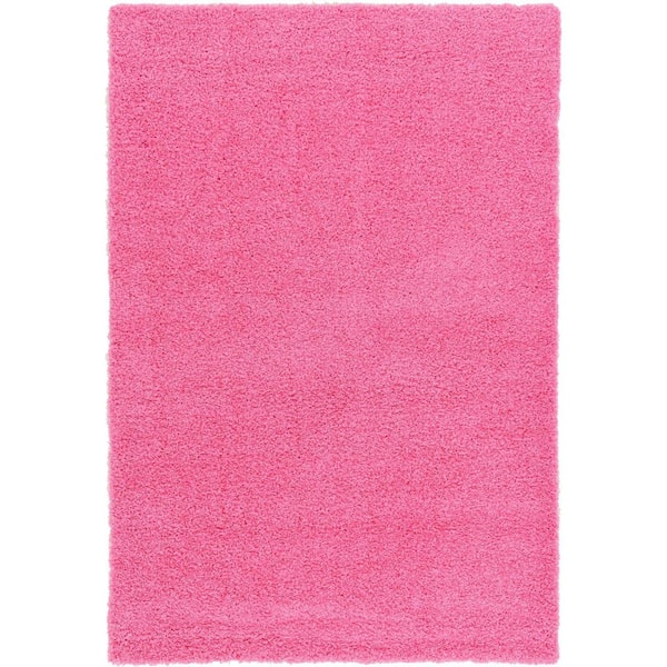 Unique Loom Solid Shag Taffy Pink 6 ft. x 9 ft. Area Rug 3126228