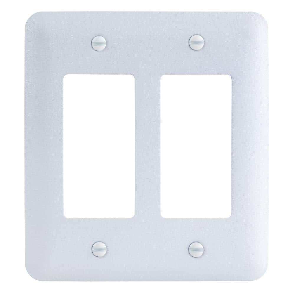 2-Gang Rocker/Rocker Midway/Maxi Sized Metal Wall Plate, White (Textured/Pa