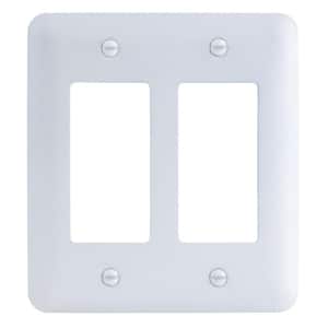 2-Gang Rocker/Rocker Midway/Maxi Sized Metal Wall Plate, White (Textured/Paintable Finish)