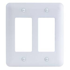 White 2-Gang Decorator Metal Wall Plate (Paintable)