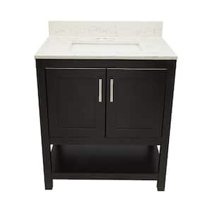 Taos 31 in. W x 22 in. D x 36 in. H Bath Vanity in Espresso with Lyra White Quartz Stone Top with White Basin