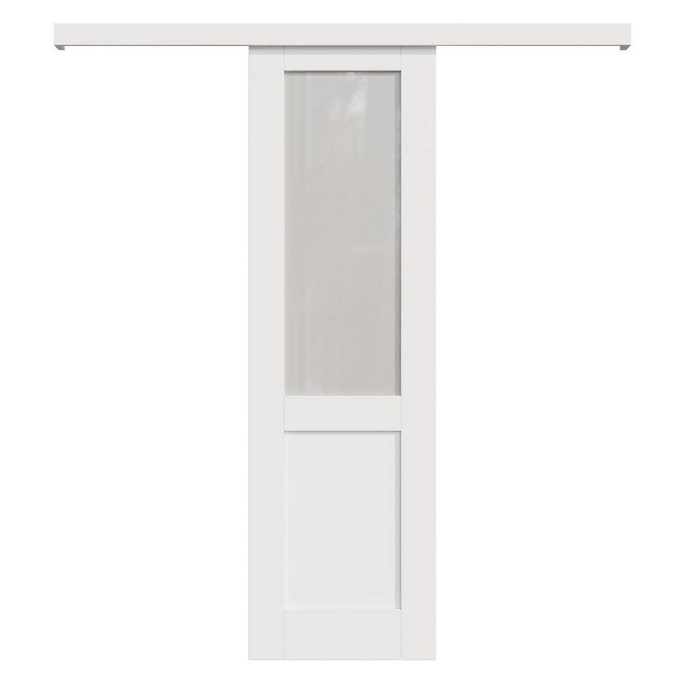 24 in. x 80 in. Hidden Track 1/2 Lite Glass White Primed MDF Sliding Barn Door with Hardware Kit and Pantry Sticker price history on PriceWatchPro