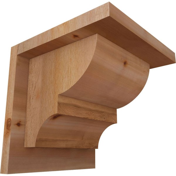 Ekena Millwork 8 in. x 8 in. x 8 in. Western Red Cedar Ridgewood Rough Sawn Corbel with Backplate
