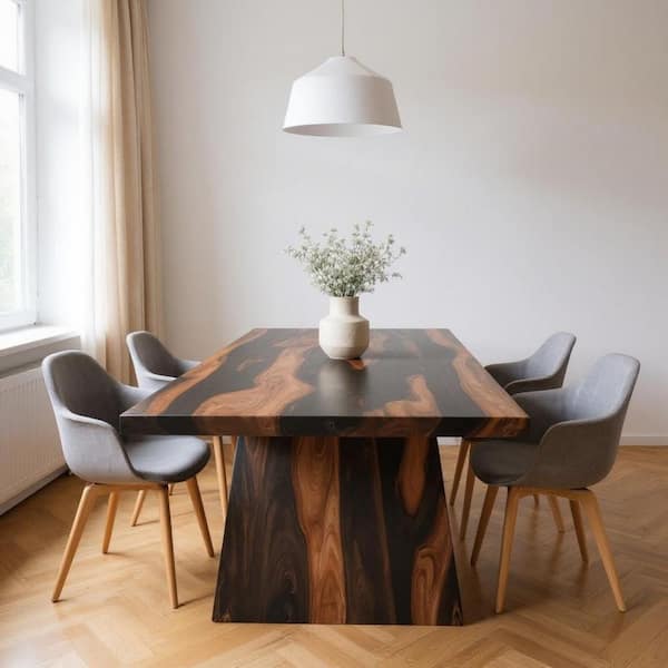 Brown Wood 75.00 in. Pedestal Base Dining Table Seats 6