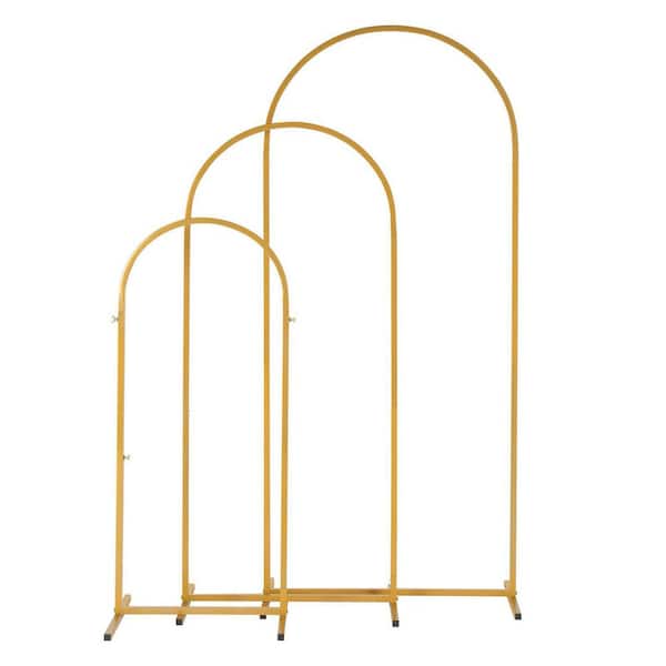 (5.9 ft. + 4.9 ft. + 3.9 ft.) 3-Piece Set Decorative Stand Wedding Arc Top Iron Art Wedding Iron Arch Gold