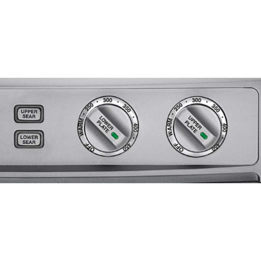Deluxe Brushed Stainless Steel Electric Griddle with Reversible Plates