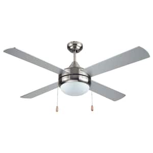 52 in. 4-Bladed Smart Indoor Brushed Nickel Ceiling Fan with Light