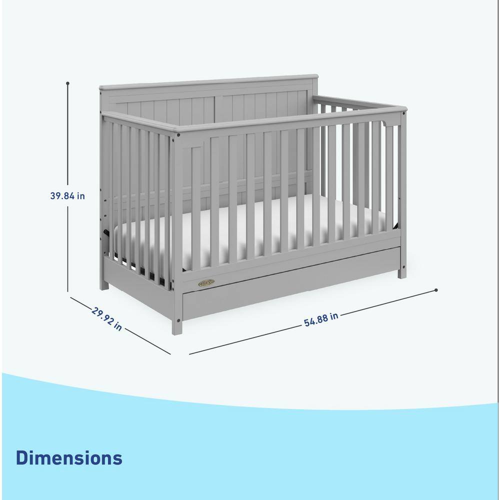 Pebble Gray 5-in-1 Convertible Crib with Storage Drawer