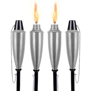 Satin Silver Outdoor Genie Can Torches (4-Pack)