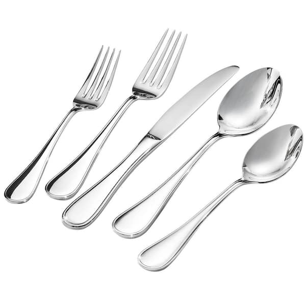 40-Piece Silver Heavy 18/10 Stainless Steel Flatware Set (Service for 8), Mirror Polished Knives Forks and Spoons