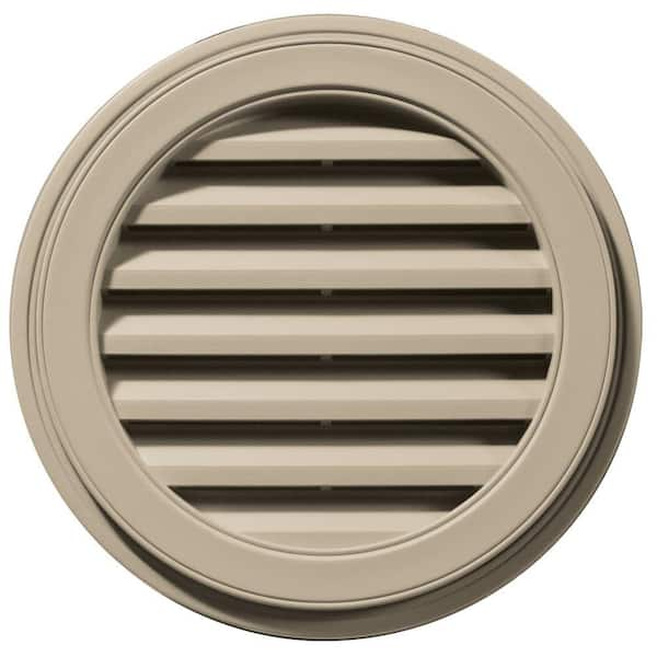 Builders Edge 22 in. x 22 in. Round Brown/Tan Plastic Weather Resistant Gable Louver Vent