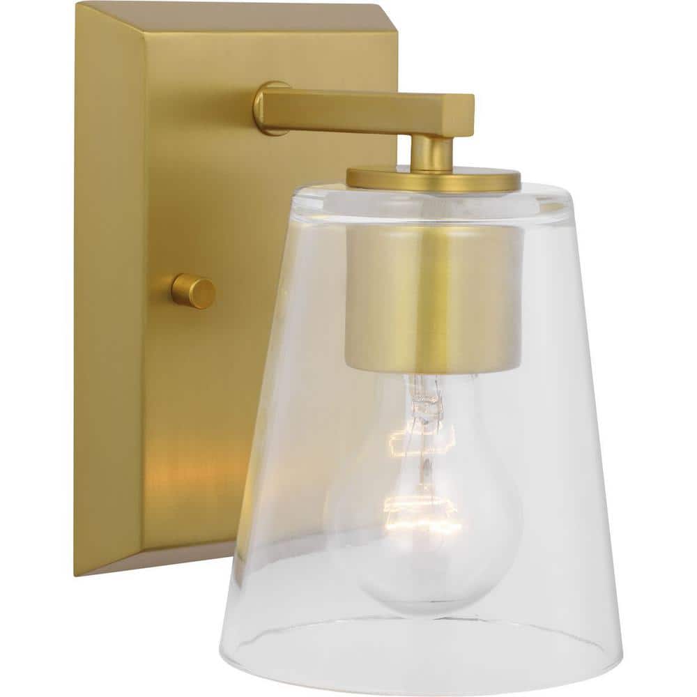 Vertex Collection 4.75 in. 1-Light Brushed Gold Clear Glass Contemporary Vanity Light price history on PriceWatchPro