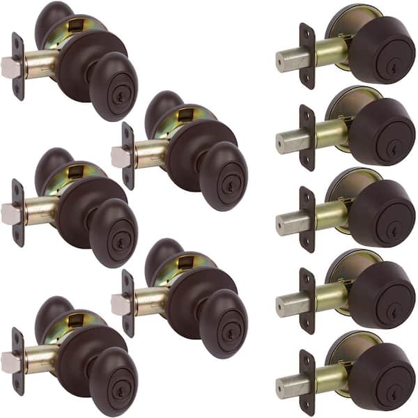 DELANEY HARDWARE Carlyle Oil Rubbed Bronze Knobs Combo Pack Callan Oil Rubbed Bronze Single Cylinder Deadbolts Combo Pack