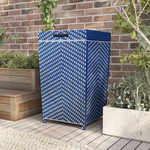 Limewood 29 Gal. Navy and White Outdoor Trash Can