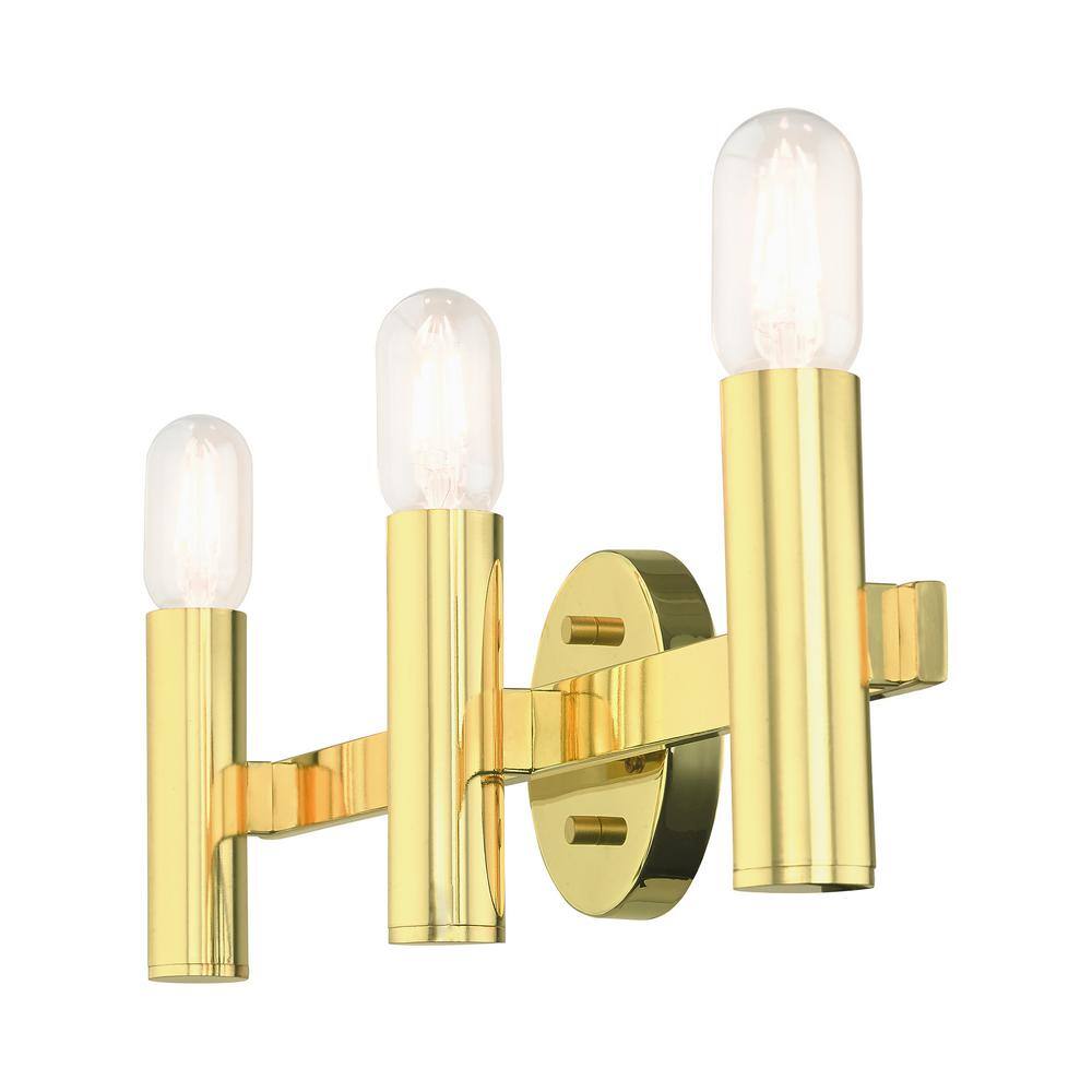 Polished Brass 3-Light Vanity with Steel Frame