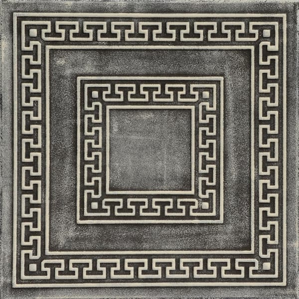 A La Maison Ceilings Greek Key Brown Beige 1.6 ft. x 1.6 ft. Decorative Foam Glue Up Ceiling Tile (21.6 sq. ft./case)