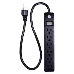 6-Outlet Power Strip with Integrated Circuit Breaker and 2 ft. Extension Cord, Black