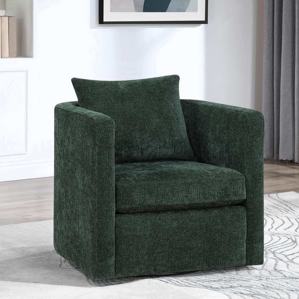 Sheldon Kelly Green Fabric Barrel Chair with Swivel