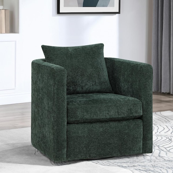 Unbranded Sheldon Kelly Green Fabric Barrel Chair with Swivel