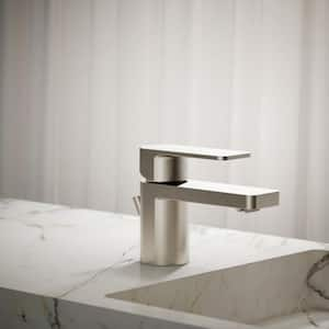 Parallel Single-Handle Single Hole Bathroom Faucet in Vibrant Brushed Nickel