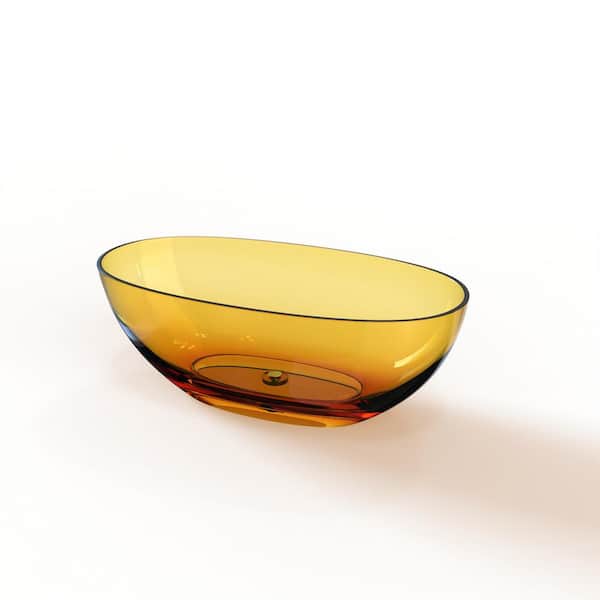 Eaton 61 in. x 30 in. Stone Resin Solid Surface Flatbottom Freestanding Soaking Bathtub in Transparent Orange