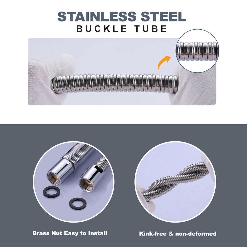 45 Inch Polished Chrome Stainless Steel Flexible Kitchen Sprayer Hose