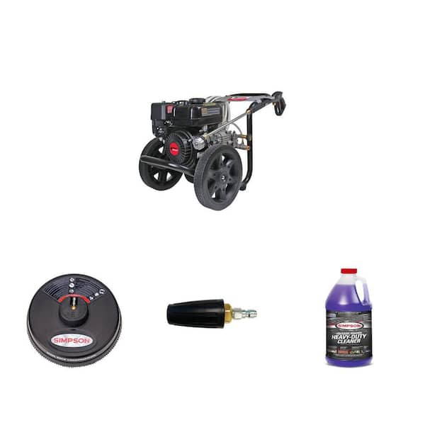 3400 PSI 2.5 GPM Gas Pressure Washer 195cc Engine, 15 in. Surface Cleaner, Turbo Nozzle, 1 Gal. Cleaner