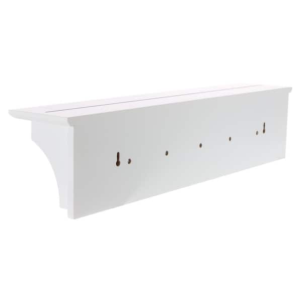 Foster Wall Shelf with Pegs - White