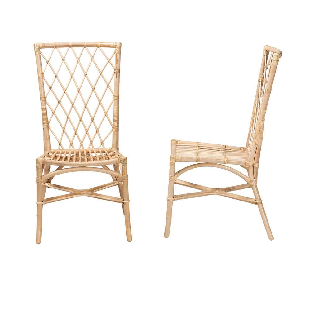 Tropical Serenity Rattan and Cane Bohemian Dining Chair Set