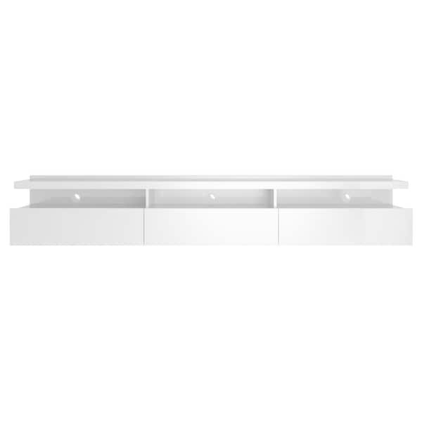 Manhattan Comfort Cabrini 85.62 White Gloss Half Floating Entertainment Center
