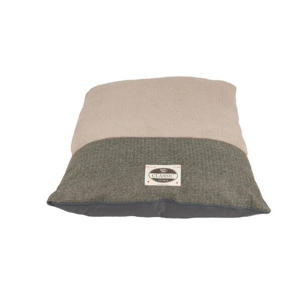 Happy Tails Medium 36x27 Linen Lounger Pet Bed Green/Beige
