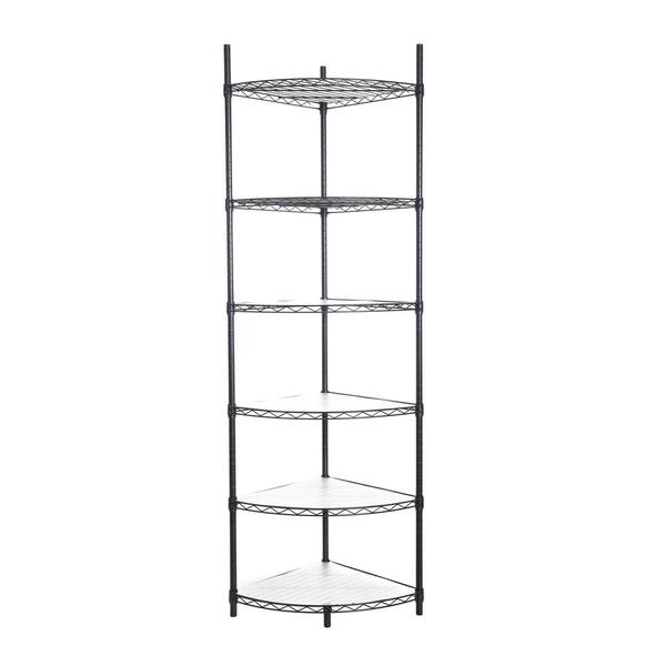 cadeninc Black 6Tier Corner Metal Wire Shelving Unit (18 in. W x 72 in