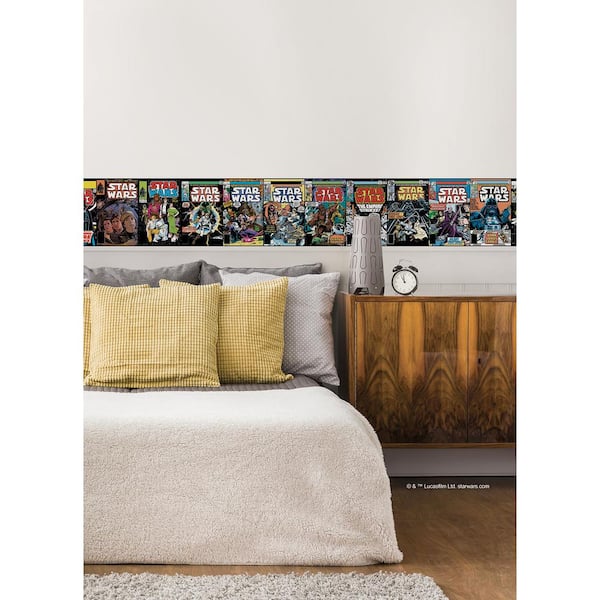 Multi-Colored Star Wars Classic Comic Books Peel and Stick Wallpaper Border